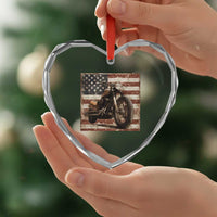 American Flag Motorcycle Heart Crystal Glass Ornament Vintage Retro Biker USA 4th of July - Wonder Print Shop