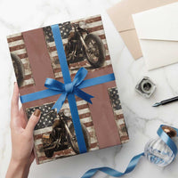 American Flag Motorcycle Wrapping Paper Roll Vintage Retro Biker USA 4th of July - Wonder Print Shop