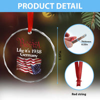 American Flag Resist Crystal Glass Ornament Like It's 1938 Germany TS02