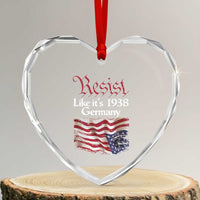 American Flag Resist Heart Crystal Glass Ornament Like It's 1938 Germany - Wonder Print Shop