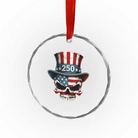 American Flag Skull Patriotic Pride Crystal Glass Ornament USA 250 Anniversary