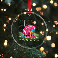 American Football Sprinkles Ice Cream Drip Field Goal Crystal Glass Ornament TS11