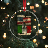 American Grown Italian Roots Crystal Glass Ornament USA Italy Flag Family Tree Italian - Wonder Print Shop
