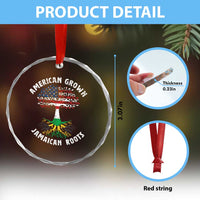 American Grown Jamaican Roots Crystal Glass Ornament Retro USA Jamaica Flag - Wonder Print Shop