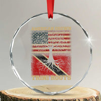 American Grown Trini Roots Crystal Glass Ornament Trinidad and Tobago USA Flag Trinidadian Proud Us TS10
