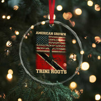 American Grown Trini Roots Crystal Glass Ornament Trinidad and Tobago USA Flag Trinidadian Proud Us TS10
