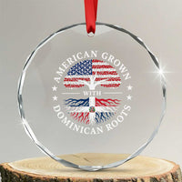 American Grown With Dominican Roots Crystal Glass Ornament USA Dominican Republic Heritage Pride Gift