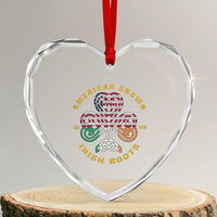 American Grown With Irish Roots Heart Crystal Glass Ornament Irish American Shamrock - Wonder Print Shop