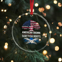 American Grown With Scottish Roots Crystal Glass Ornament Family Heritage USA Scotland Pride Gift