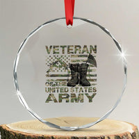 American Veteran Crystal Glass Ornament Of The US Army Camouflage Flag TS02