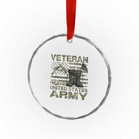 American Veteran Crystal Glass Ornament Of The US Army Camouflage Flag TS02