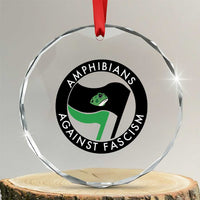 Amphibians Against Fascism Crystal Glass Ornament Anti-Fascist Frog Logo Portland Protest - Wonder Print Shop