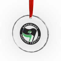 Amphibians Against Fascism Crystal Glass Ornament Anti-Fascist Frog Logo Portland Protest - Wonder Print Shop