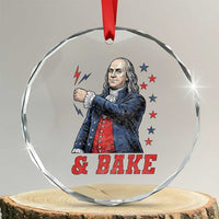 And Bake Funny Benjamin Franklin Patriotic Graphic Matching Crystal Glass Ornament Vintage Founding Father Distressed Stars and Lightning Bolts Dynamic Duo