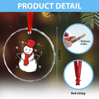 Angry Snowman Funny Xmas Crystal Glass Ornament TS09