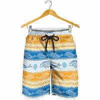 Anguilla Dolphins Pattern Shorts for Men Orange And Blue - Wonder Print Shop