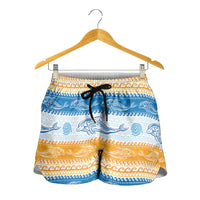 Anguilla Dolphins Pattern Shorts for Women Orange And Blue - Wonder Print Shop