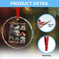 Animals Smoking Cigarettes Meme Crystal Glass Ornament It Looks Just as Cool When You Do It - Wonder Print Shop