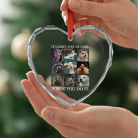 Animals Smoking Cigarettes Meme Heart Crystal Glass Ornament It Looks Just as Cool When You Do It - Wonder Print Shop