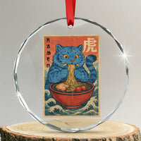 Anime Blue Cat Ramen Crystal Glass Ornament Vintage Japanese Art Funny Kawaii Demon Cat Tiger - Wonder Print Shop