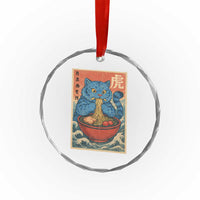 Anime Blue Cat Ramen Crystal Glass Ornament Vintage Japanese Art Funny Kawaii Demon Cat Tiger TS10