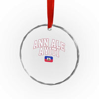 Ann Ale Ayiti Collegiate Athletic Sport Style Crystal Glass Ornament Let's Go Haiti Haitian Flag and Coat of Arms Pride