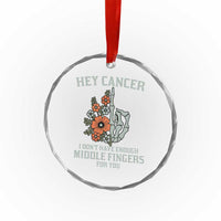 Anti Cancer Skeleton Middle Finger Crystal Glass Ornament Floral Fck Cancer - Wonder Print Shop