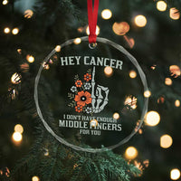 Anti Cancer Skeleton Middle Finger Crystal Glass Ornament Floral Fck Cancer - Wonder Print Shop
