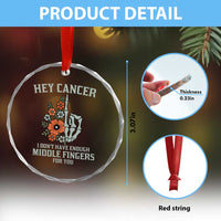 Anti Cancer Skeleton Middle Finger Crystal Glass Ornament Floral Fck Cancer - Wonder Print Shop