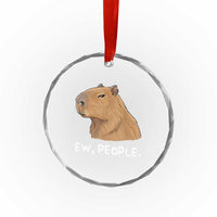 Anti Social Capybara Meme Crystal Glass Ornament Ew People Sarcastic Funny Introvert Gift - Wonder Print Shop