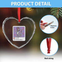Anti Valentine Heart Crystal Glass Ornament Funny Skeleton Selfie Meme - Wonder Print Shop