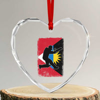 Antigua and Barbuda Cricket Heart Crystal Glass Ornament Retro Vintage Sport Antiguan Flag West Indies Cricket Fan