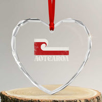 Aotearoa New Zealand Vintage Maori Flag Tino Rangatiratanga Heart Crystal Glass Ornament