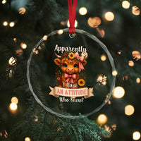 Apparently I Have An Attitude Who Knew Crystal Glass Ornament Funny Sarcasm Highland Cow TS12