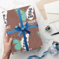 April Sexual Assault Awareness Wrapping Paper Roll Teal Ribbon Flower