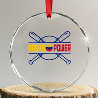 Arepa Power Baseball Crossed Bats Crystal Glass Ornament Funny Venezuelan Pride Gift for Latino Sports Fans
