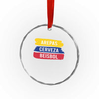 Arepas Cerveza Beisbol Venezuela Things Crystal Glass Ornament Funny Latino Food Beer and Baseball Pride