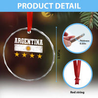 Argentina Champions 2026 4th Star Crystal Glass Ornament Vintage Sol De May and Stripes