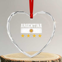 Argentina Champions 2026 4th Star Heart Crystal Glass Ornament Vintage Sol De May and Stripes
