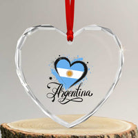 Argentina Heart Argentinian Flag Sun of May Patriotic Heart Crystal Glass Ornament
