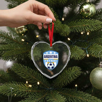 Argentina Soccer Football Heart Crystal Glass Ornament Argentinian Football Game Day Supporter
