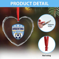Argentina Soccer Football Heart Crystal Glass Ornament Argentinian Football Game Day Supporter