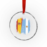 Argentina Spain Dual Heritage Flag Graphic Crystal Glass Ornament Vintage Spanish Argetine Match Day Pride