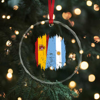 Argentina Spain Dual Heritage Flag Graphic Crystal Glass Ornament Vintage Spanish Argetine Match Day Pride