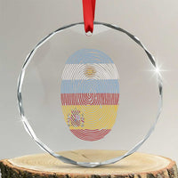 Argentina Spain Flag Fingerprint Graphic Crystal Glass Ornament Dual Heritage Spanish Argetine Pride Match Day