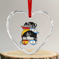 Argentina Spain Flag Messy Bun Girl Graphic Heart Crystal Glass Ornament Cool Latina Argentine Spanish Pride Match Day
