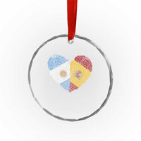 Argentina Spain Flag Mixed Roots Fingerprint Heart Graphic Crystal Glass Ornament Argentine Spanish Dual Heritage Hispanic Pride Match Day