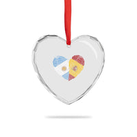 Argentina Spain Flag Mixed Roots Fingerprint Heart Graphic Heart Crystal Glass Ornament Argentine Spanish Dual Heritage Hispanic Pride Match Day