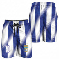 Argentinian Football Personalized Shorts for Men Fileteado Art Style Albiceleste Vertical Stripe