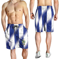 Argentinian Football Personalized Shorts for Men Fileteado Art Style Albiceleste Vertical Stripe